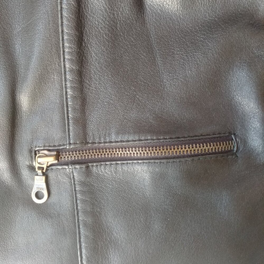 Real Leather Black Zipper Zip-up Vest Germany Fully Lined Mens Small S - Picture 7 of 13